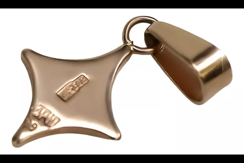 Vintage rose pink 14k 585 gold square Vintage pendant vpn035