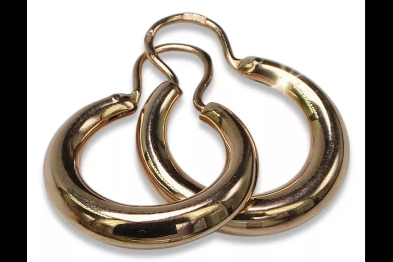 Vintage rose pink 14k 585 gold Vintage Cakes рогалик earrings ven046