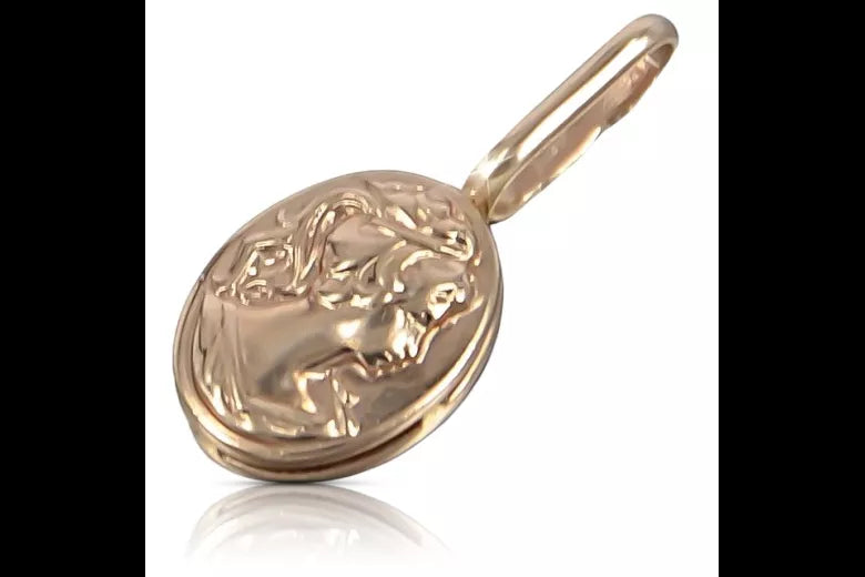 Vintage rose pink 14k 585 gold Vintage Cameo pendant vpn007