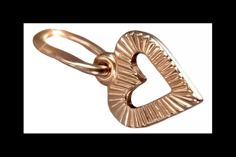 Vintage rose pink 14k 585 gold Vintage heart pendant vpn087