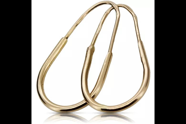 Vintage rose pink 14k 585 gold Vintage Hoops earrings ven103