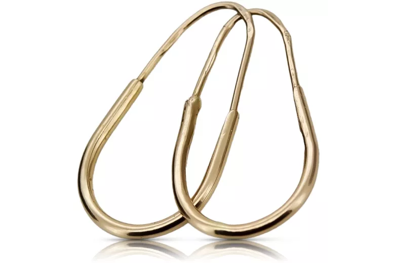 Vintage rose pink 14k 585 gold Vintage Hoops earrings ven103