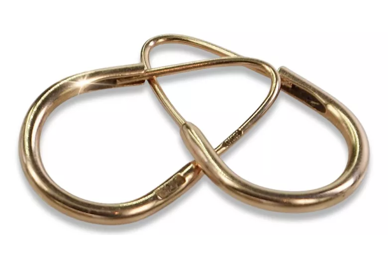 Vintage rose pink 14k 585 gold Vintage Hoops earrings ven103