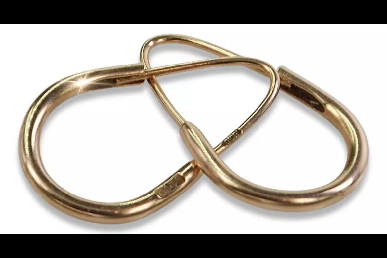 Vintage rose pink 14k 585 gold Vintage Hoops earrings ven103