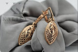 Vintage rose pink 14k 585 gold Vintage leaf earrings ven247