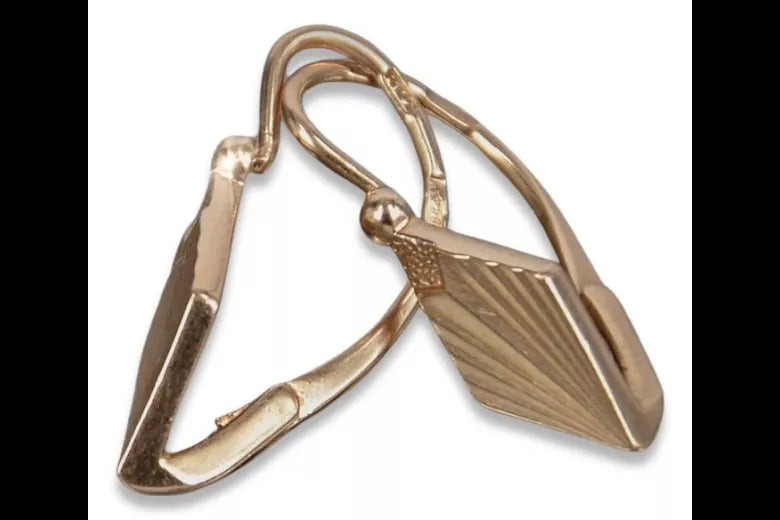 Vintage rose pink 14k 585 gold Vintage square earrings ven125