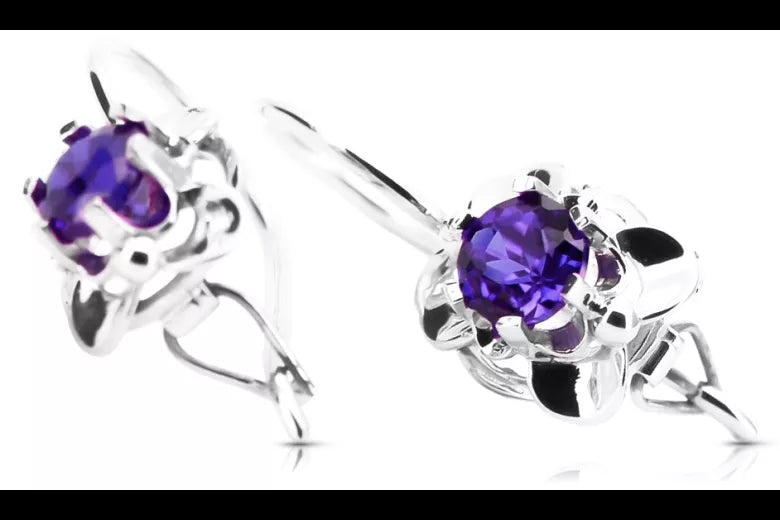 Vintage silver 925 Alexandrite earrings vec116s Vintage Russian Soviet style vec116s-ax