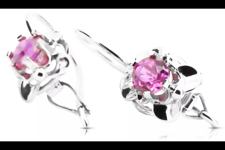 Vintage silver 925 amethyst earrings vec116s Russian Soviet style vec116s-am