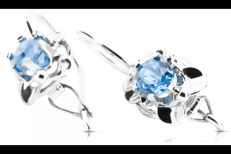 Vintage silver 925 aquamarine earrings vec116s Russian Soviet style vec116s-aq