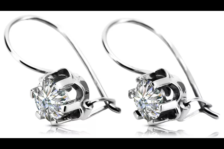 Vintage silver 925 cubic zircon earrings vec019s Russian Soviet style vec019s-zi