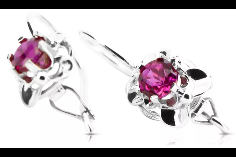 Vintage silver 925 Ruby earrings vec116s Russian Soviet style vec116s-rb