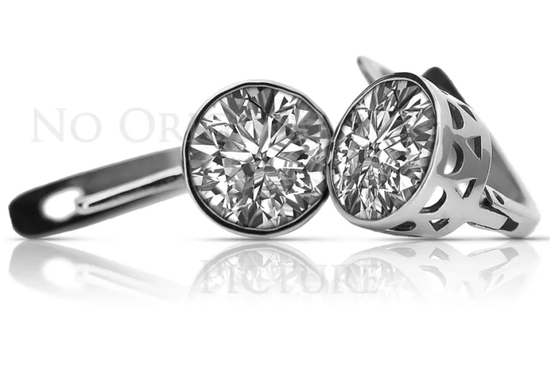Vintage silver rose gold plated 925 Setting earrings vec107rp vec107rp-st