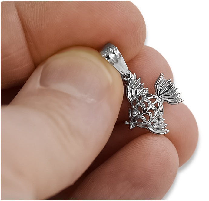 Vintage silver 925 Vintage fish pendant vpn021s
