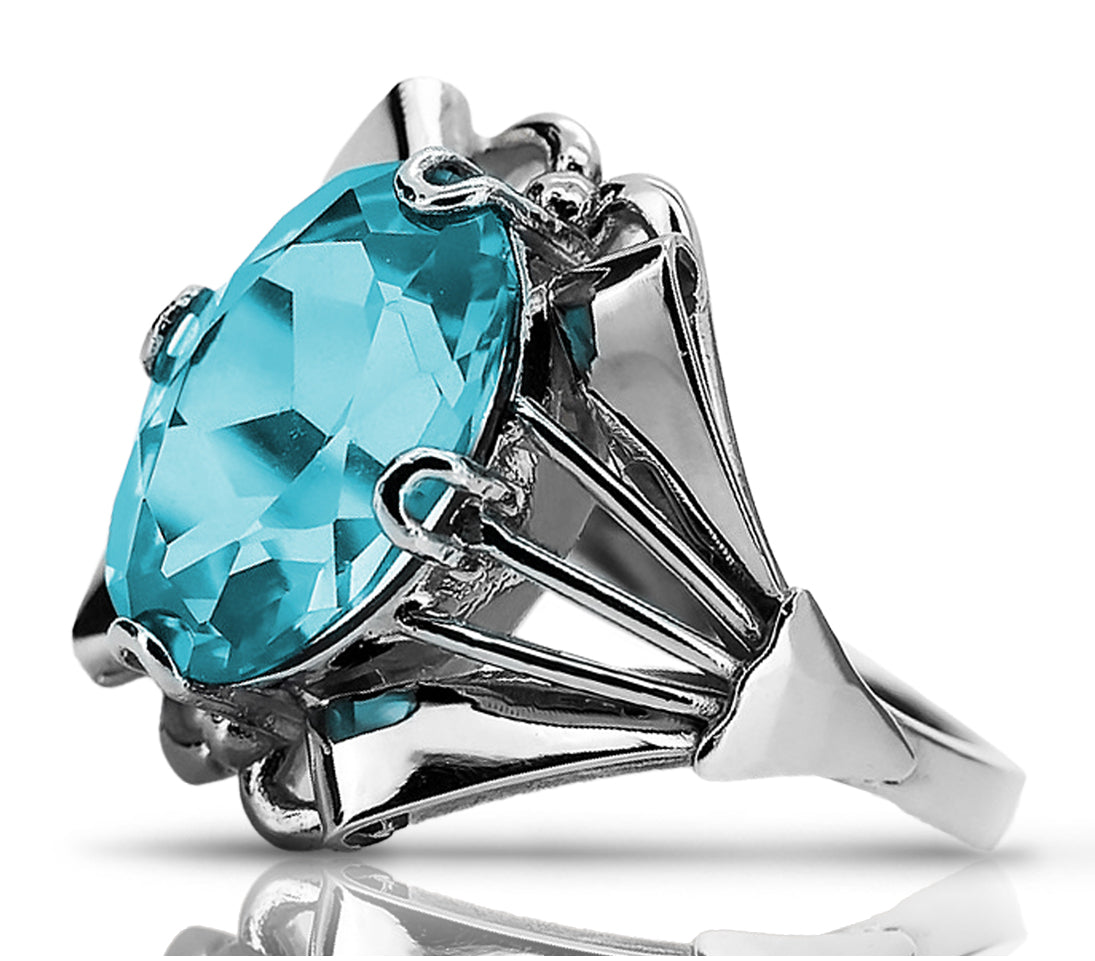 Vintage silver 925 Aquamarine ring vrc015s Vintage