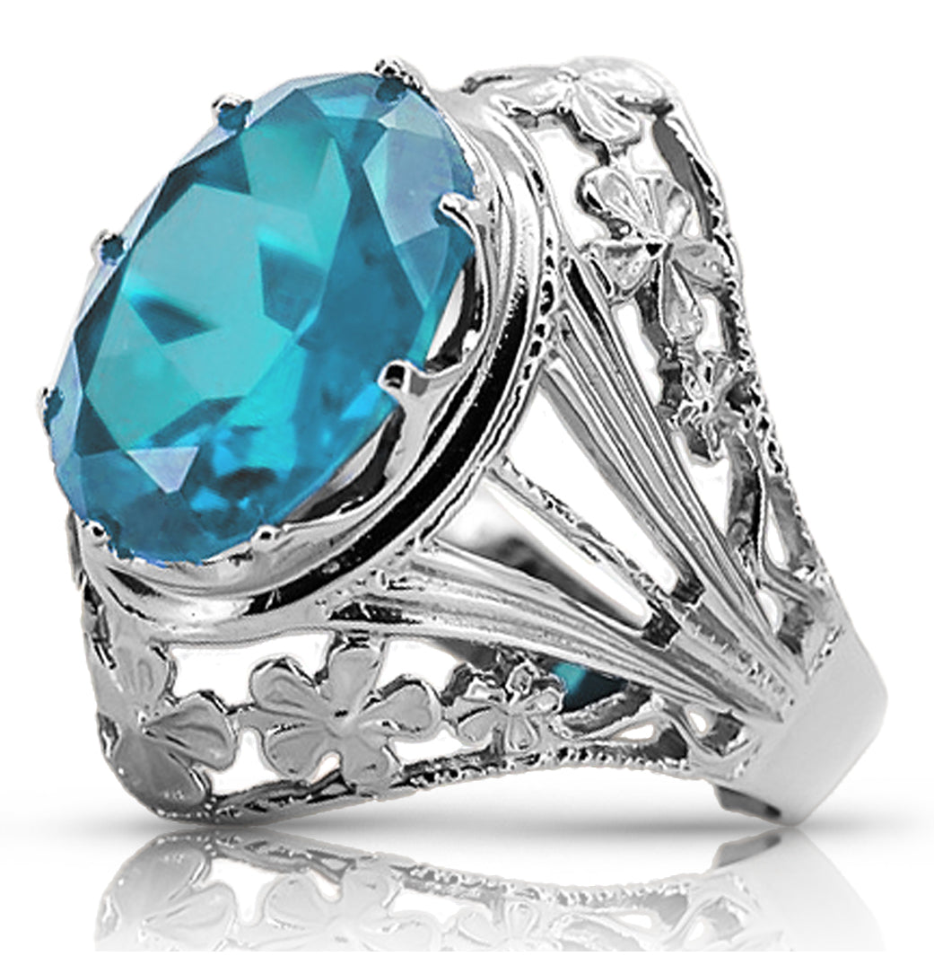 Vintage silver 925 Aquamarine ring vrc031s Vintage