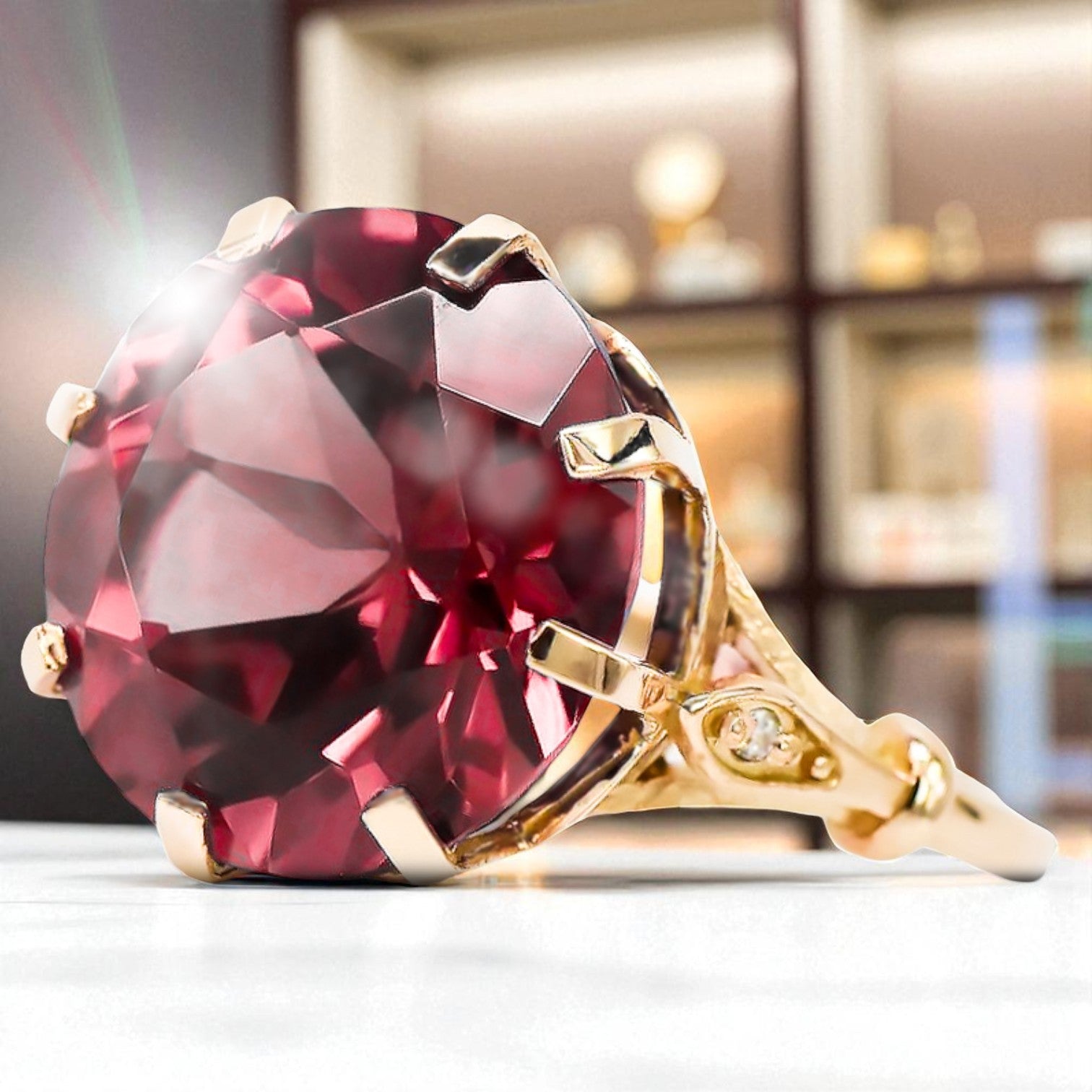 Ruby Original Vintage 14K Rose Gold Ring Vintage Jewlery vrc073