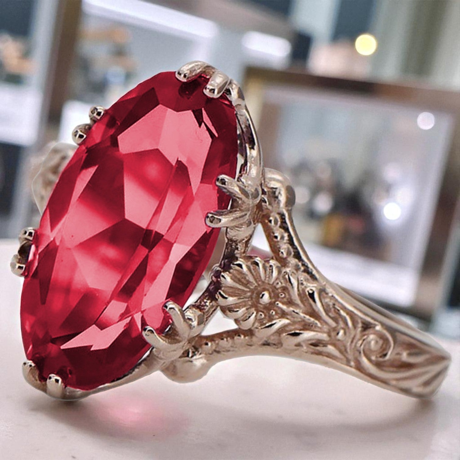 Vintage rose pink 14k gold 585 Ruby ring vrc084 Vintage