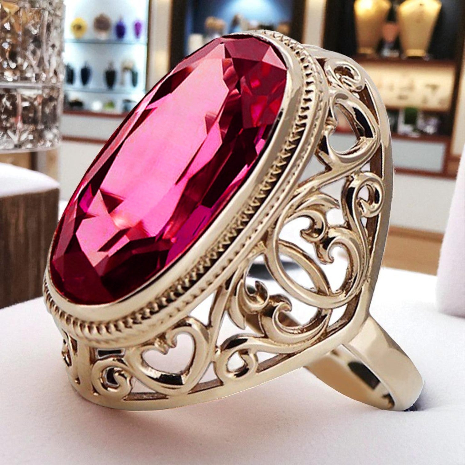 Rose pink 14k gold 585 ruby ring vrc184 Vintage