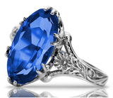 Vintage silver 925 Sapphire ring vrc084s Vintage