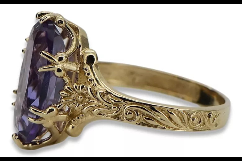 Yellow 18K gold Alexandrite Ring vrc084z Russian Soviet Vintage Art Deco style vrc084z-ax