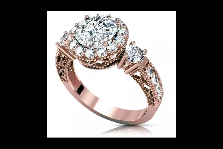 Zircon Original Vintage 14K Rose Gold Ring Vintage Jewlery crc003r